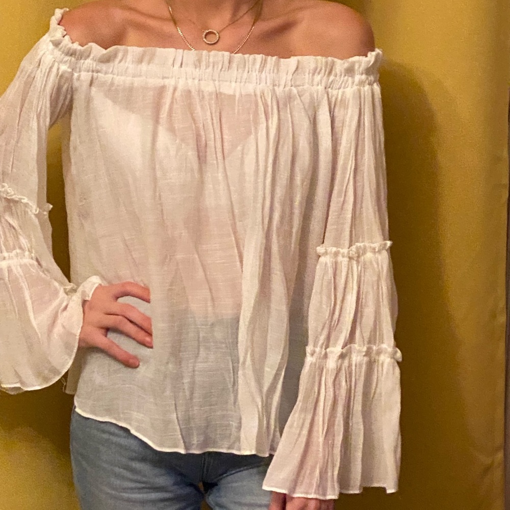 Off the shoulder sheer top